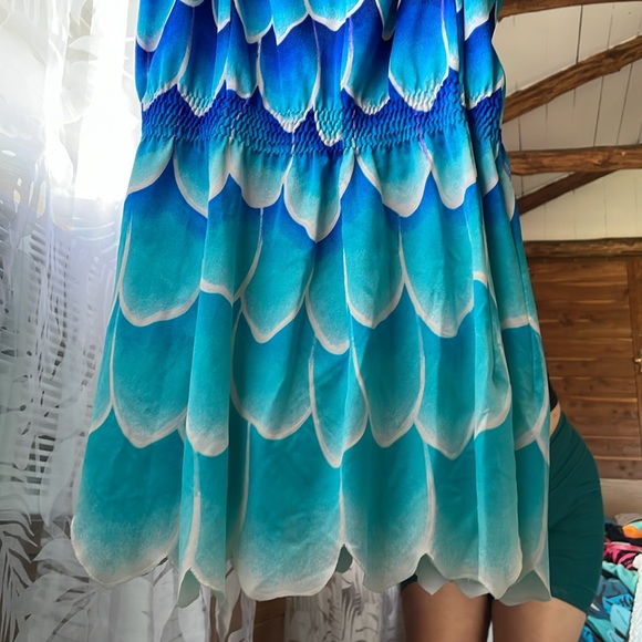 70s DeWeese Swimsuit blue scallop one piece size 10 - Picture 3 of 10